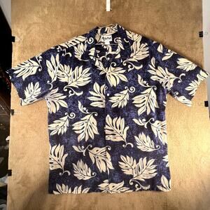 Vintage 90's Howie Made in Hawaii Blue Aloha Hawaiian Button Up Shirt, Size 2XL